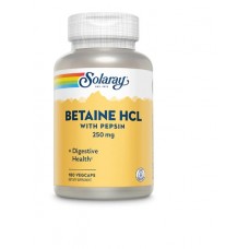 SOLARAY 甜菜鹼 HCL + 胃蛋白酶 * 180顆素食膠囊 - Betaine HCL with Pepsin (護胃助消化)