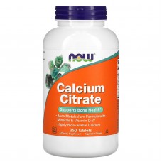 NOW Foods  檸檬酸鈣 --  250錠 添加維他命D 鎂 鋅 銅 錳 -- Calcium Citrate      